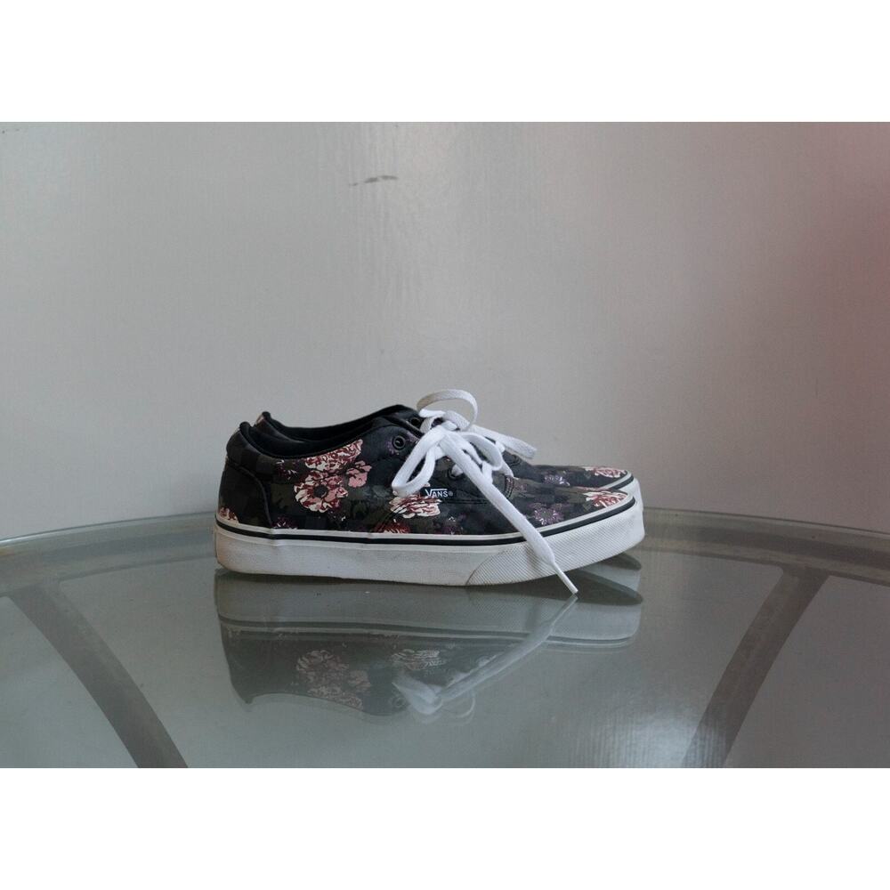 Vans Doheny Floral Skate Shoes Checkered Design Black & Gray Girls Missy US 3.5